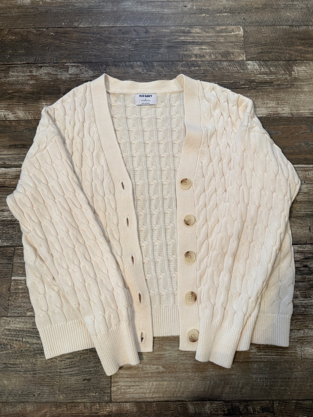 Old Navy Ivory Cable Knit Button-Up Cardigan